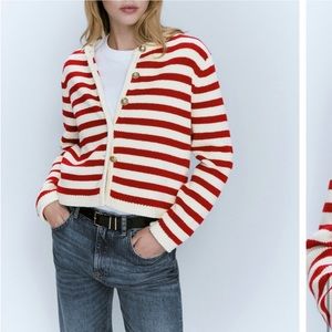 Massimo Dutti Red Stripe Cardigan